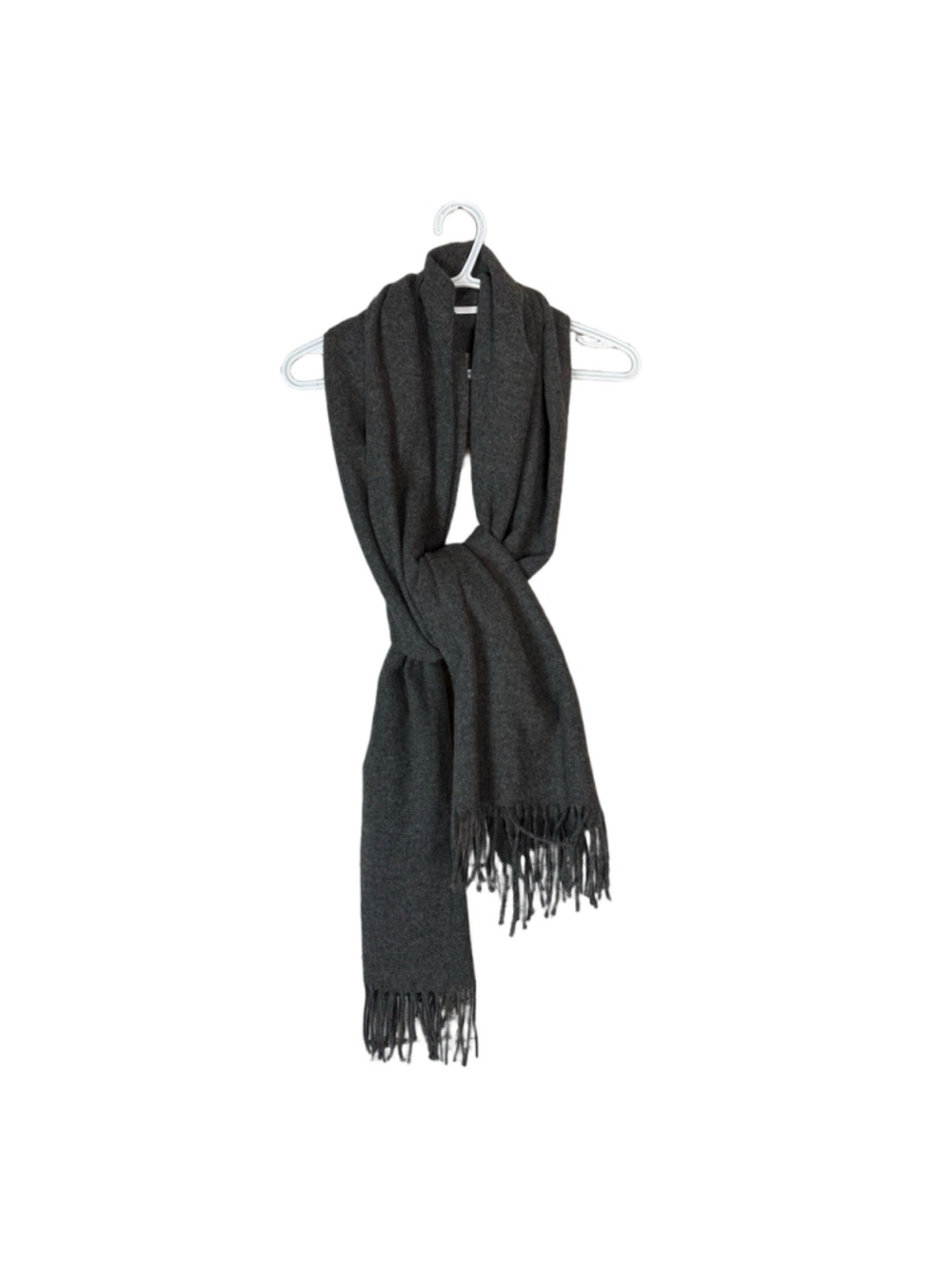 Vintage Holt Renfrew Charcoal Gray Wool Shawl Wrap Blanket Scarf w/ Fringe Italy - Picture 4 of 10